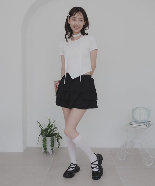 3.3 Field Trip （3.3フィールドトリップ）の「3.3 Field Trip／マフラーツキボタンT（Tシャツ/カットソー・レディース・ホワイト/シルバーグレー/ブルー・FREE）」の21枚目の写真