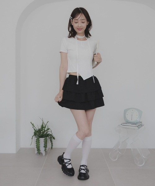 3.3 Field Trip （3.3フィールドトリップ）の「3.3 Field Trip／マフラーツキボタンT（Tシャツ/カットソー・レディース・ホワイト/シルバーグレー/ブルー・FREE）」の20枚目の写真