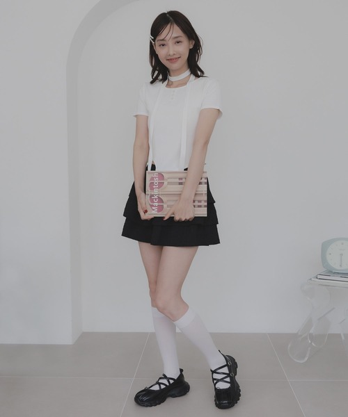 3.3 Field Trip （3.3フィールドトリップ）の「3.3 Field Trip／マフラーツキボタンT（Tシャツ/カットソー・レディース・ホワイト/シルバーグレー/ブルー・FREE）」の18枚目の写真