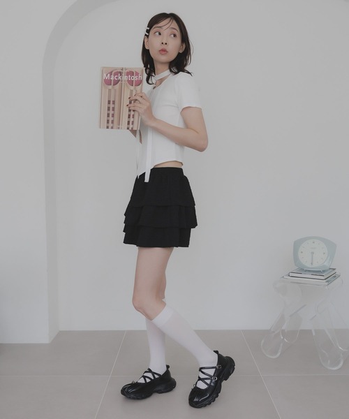 3.3 Field Trip （3.3フィールドトリップ）の「3.3 Field Trip／マフラーツキボタンT（Tシャツ/カットソー・レディース・ホワイト/シルバーグレー/ブルー・FREE）」の17枚目の写真