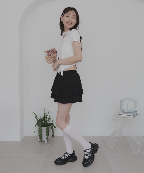 3.3 Field Trip （3.3フィールドトリップ）の「3.3 Field Trip／マフラーツキボタンT（Tシャツ/カットソー・レディース・ホワイト/シルバーグレー/ブルー・FREE）」の16枚目の写真