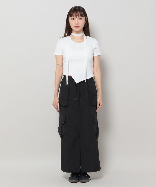 3.3 Field Trip （3.3フィールドトリップ）の「3.3 Field Trip／マフラーツキボタンT（Tシャツ/カットソー・レディース・ホワイト/シルバーグレー/ブルー・FREE）」の7枚目の写真