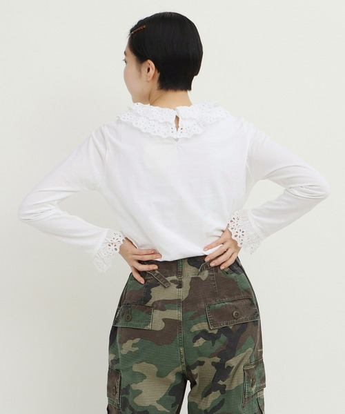 tシャツ 30/-天竺 ティアードコットンレースプルオーバー レディース 30/-天竺 ティアードコットンレースプルオーバー（Tシャツ