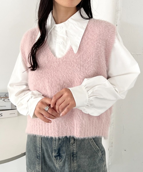 セール】シャギーVネックニットベスト（ベスト）｜CLEA（クレア）の