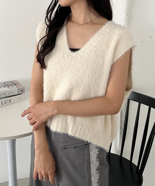 セール】シャギーVネックニットベスト（ベスト）｜CLEA（クレア）の