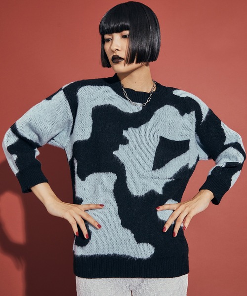 uyu.(ウユ)の「マーブルデザインニットプルオーバー【uyu./ウユ】(ニット/セーター・レディース・ブルー/ピンク/ブラウン・FREE)」の5枚目の写真