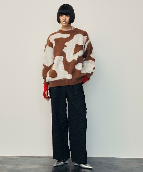 マーブルデザインニットプルオーバー【uyu./ウユ】（ニット/セーター
