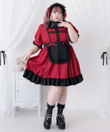 【大きいサイズ】【4L-6L】ナースメイドレースワンピース