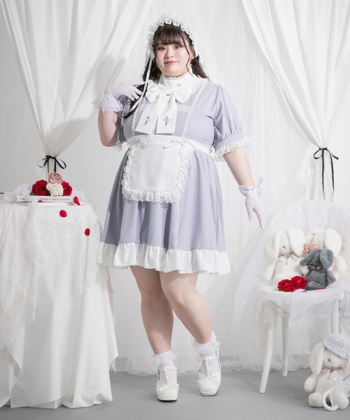 DearMyLoveWhip(ディアマイラブホイップ)の「【大きいサイズ】【4L-6L】ナースメイドレースワンピース(ワンピース・レディース・ブラック×レッド/ブラック×グレー/ホワイト×ブルー/ブラック×ホワイト/グレー/ブラック/レッド/ブルーグレー・4L/5L/6L)」の9枚目の写真