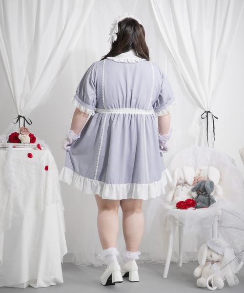 DearMyLoveWhip(ディアマイラブホイップ)の「【大きいサイズ】【4L-6L】ナースメイドレースワンピース(ワンピース・レディース・ブラック×レッド/ブラック×グレー/ホワイト×ブルー/ブラック×ホワイト/グレー/ブラック/レッド/ブルーグレー・4L/5L/6L)」の10枚目の写真