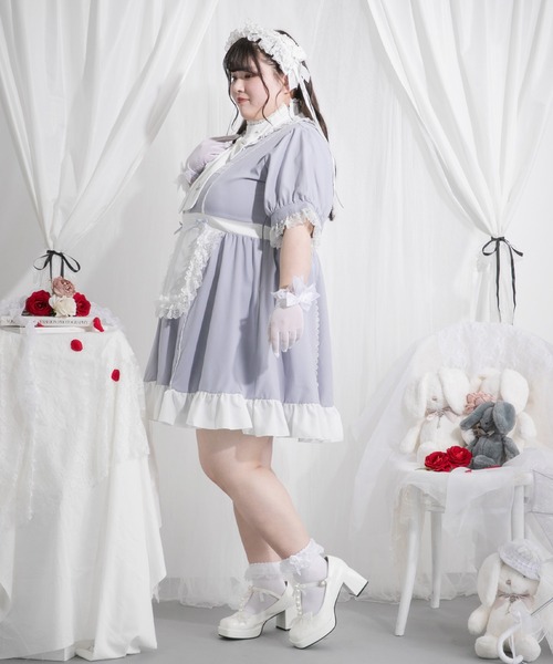 DearMyLoveWhip(ディアマイラブホイップ)の「【大きいサイズ】【4L-6L】ナースメイドレースワンピース(ワンピース・レディース・ブラック×レッド/ブラック×グレー/ホワイト×ブルー/ブラック×ホワイト/グレー/ブラック/レッド/ブルーグレー・4L/5L/6L)」の15枚目の写真