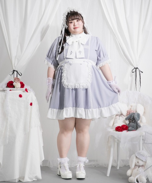 DearMyLoveWhip(ディアマイラブホイップ)の「【大きいサイズ】【4L-6L】ナースメイドレースワンピース(ワンピース・レディース・ブラック×レッド/ブラック×グレー/ホワイト×ブルー/ブラック×ホワイト/グレー/ブラック/レッド/ブルーグレー・4L/5L/6L)」の16枚目の写真