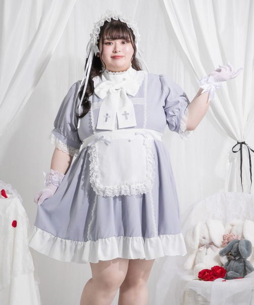 DearMyLoveWhip(ディアマイラブホイップ)の「【大きいサイズ】【4L-6L】ナースメイドレースワンピース(ワンピース・レディース・ブラック×レッド/ブラック×グレー/ホワイト×ブルー/ブラック×ホワイト/グレー/ブラック/レッド/ブルーグレー・4L/5L/6L)」の20枚目の写真