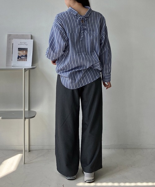 TIGHTBOOTH グレー スラックス ウエストベルト付き ベルテッド ワイド スラックス（スラックス）｜B.C STOCK（ベーセー