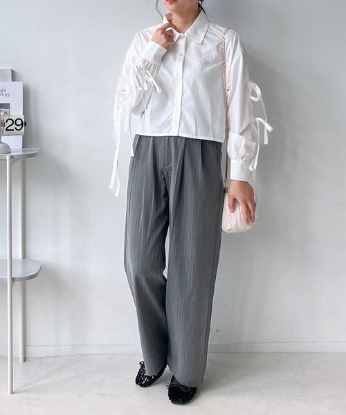 AS KNOW AS plus（アズノゥアズプラス）の「◇ベルト付き タックワイドスラックスパンツ（スラックス・レディース・グレー/グレー系/ブラック/ブラウン系・FREE）」の18枚目の写真