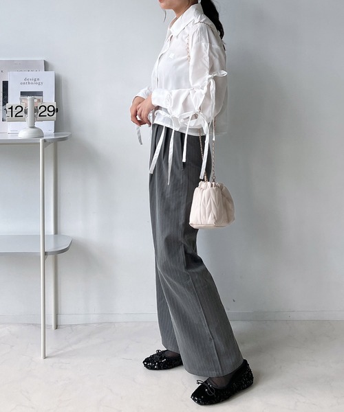 AS KNOW AS plus（アズノゥアズプラス）の「◇ベルト付き タックワイドスラックスパンツ（スラックス・レディース・グレー/グレー系/ブラック/ブラウン系・FREE）」の19枚目の写真