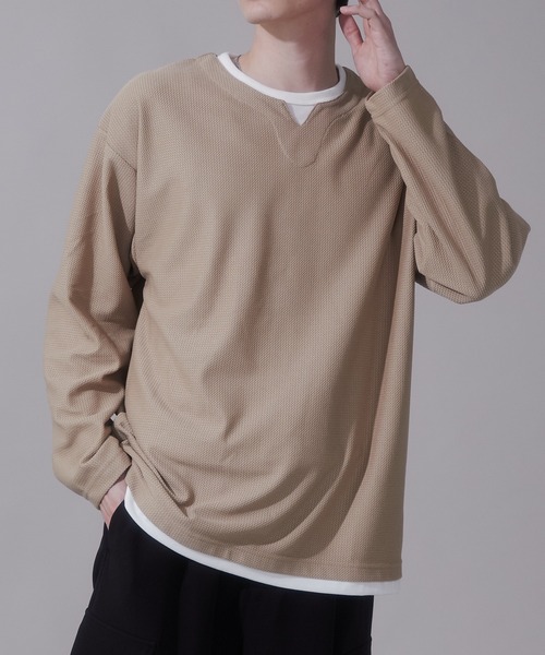 BROWNY（ブラウニー）の「BROWNY/フェイクレイヤードキーネックT（Tシャツ/カットソー・メンズ・ベージュ/チャコール・LARGE/MEDIUM）」の22枚目の写真
