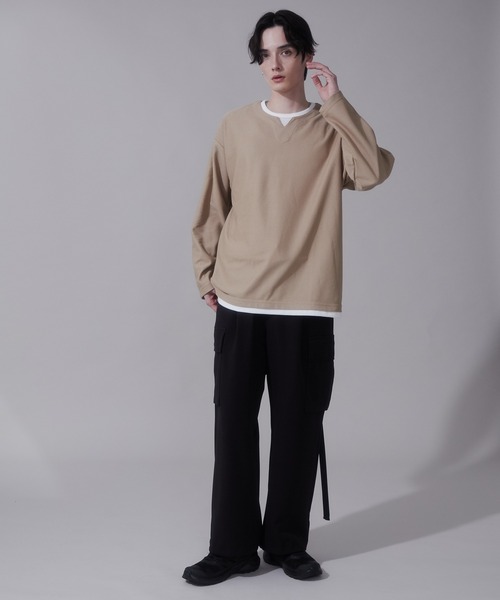 BROWNY（ブラウニー）の「BROWNY/フェイクレイヤードキーネックT（Tシャツ/カットソー・メンズ・ベージュ/チャコール・LARGE/MEDIUM）」の10枚目の写真