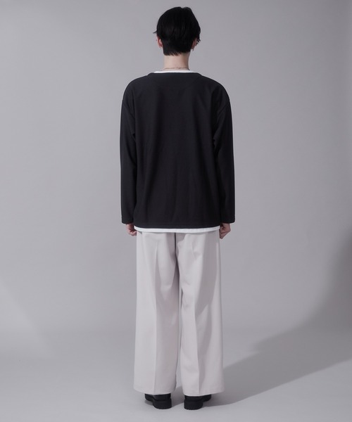 BROWNY（ブラウニー）の「BROWNY/フェイクレイヤードキーネックT（Tシャツ/カットソー・メンズ・ベージュ/チャコール・LARGE/MEDIUM）」の18枚目の写真