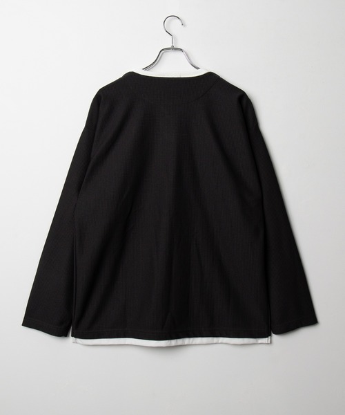 BROWNY（ブラウニー）の「BROWNY/フェイクレイヤードキーネックT（Tシャツ/カットソー・メンズ・ベージュ/チャコール・LARGE/MEDIUM）」の6枚目の写真