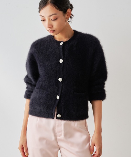 板*ん様 カシミヤ混ファーニットジャケット　ブラック Whim Gazette（ウィムガゼット）の「カシミヤ混ファーニットジャケット