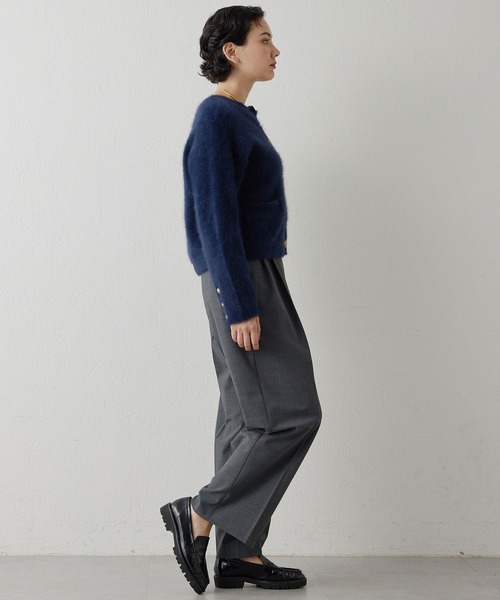 【値下げしました】 ウィムガゼット　カシミヤ混ファーニットジャケット　グレー Whim Gazette(ウィム ガゼット)のカシミヤ混ファーニットジャケット