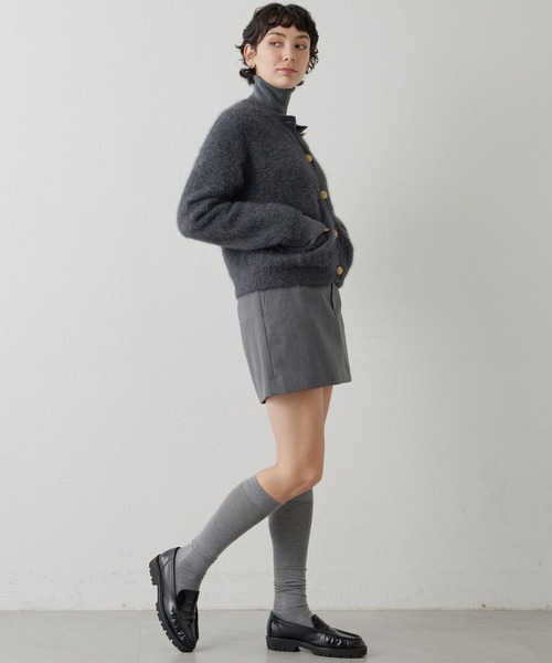 Whim Gazette（ウィムガゼット）の「カシミヤ混ファーニットジャケット（カーディガン/ボレロ・レディース・グレー/ブラウン/ベージュ/オフホワイト/ブラック/ダークグレー/ネイビー/ライトグレー/モカ・FREE）」の21枚目の写真