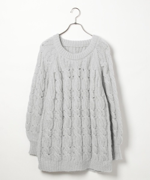 Heather（ヘザー）の「フトケーブルチュニックニット　 149618（ニット/セーター・レディース・ブルーグレー/チャコールグレー/ホワイト・FREE）」の18枚目の写真