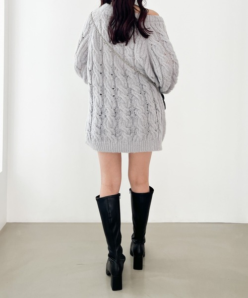 Heather（ヘザー）の「フトケーブルチュニックニット　 149618（ニット/セーター・レディース・ブルーグレー/チャコールグレー/ホワイト・FREE）」の15枚目の写真