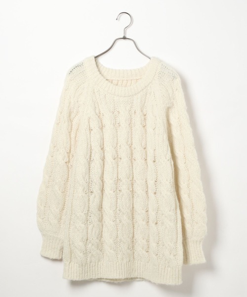 Heather（ヘザー）の「フトケーブルチュニックニット　 149618（ニット/セーター・レディース・ブルーグレー/チャコールグレー/ホワイト・FREE）」の16枚目の写真