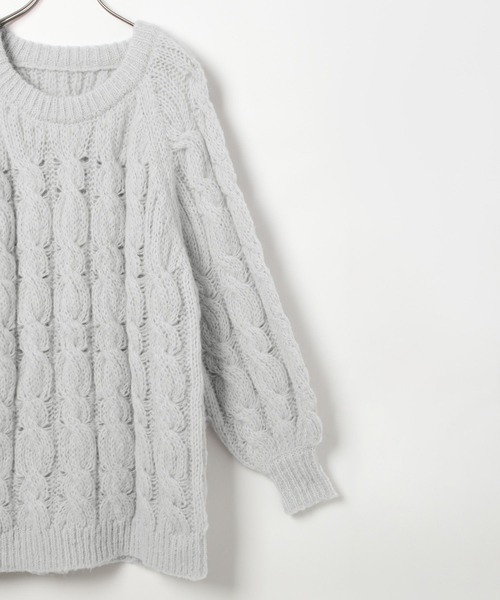 Heather（ヘザー）の「フトケーブルチュニックニット　 149618（ニット/セーター・レディース・ブルーグレー/チャコールグレー/ホワイト・FREE）」の19枚目の写真