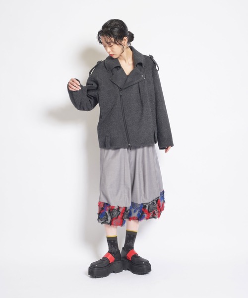 gomme(ゴム)の「モッサ ビッグライダース(ライダースジャケット・メンズ・ブラック/チャコールグレー・MEDIUM)」の4枚目の写真