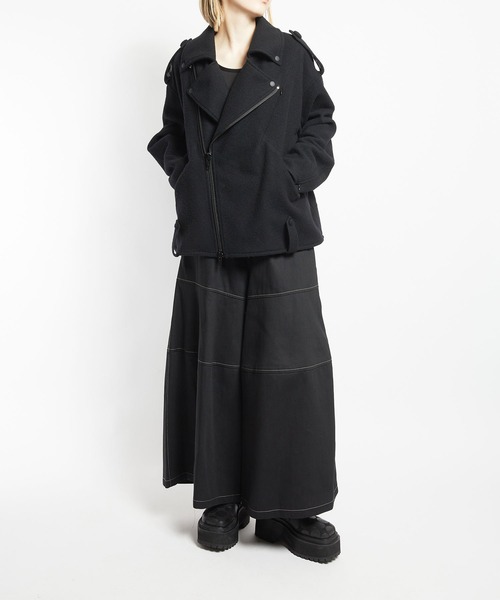 gomme(ゴム)の「モッサ ビッグライダース(ライダースジャケット・メンズ・ブラック/チャコールグレー・MEDIUM)」の6枚目の写真