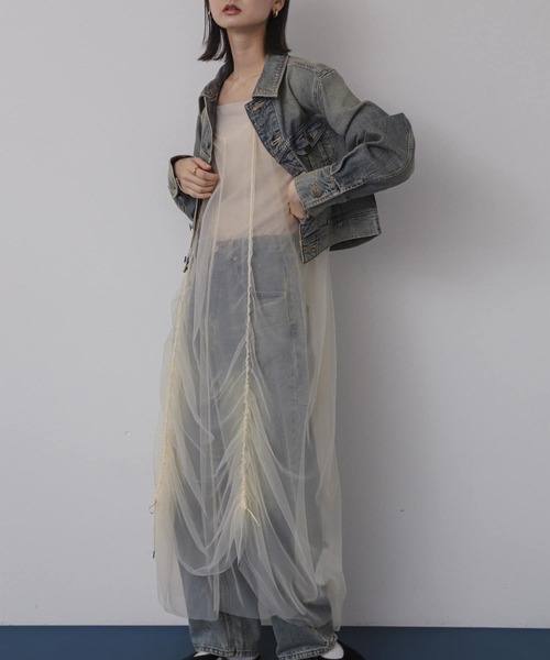 SENSE OF PLACE by URBAN RESEARCH(センスオブプレイスバイアーバンリサーチ)の「チュールレイヤードキャミワンピース(ワンピース・レディース・アイボリー/ブラウン/チャコールグレー・ONE)」の4枚目の写真