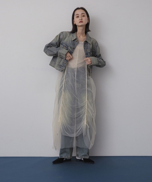 SENSE OF PLACE by URBAN RESEARCH(センスオブプレイスバイアーバンリサーチ)の「チュールレイヤードキャミワンピース(ワンピース・レディース・アイボリー/ブラウン/チャコールグレー・ONE)」の5枚目の写真