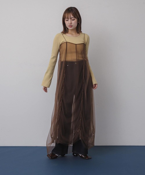 SENSE OF PLACE by URBAN RESEARCH(センスオブプレイスバイアーバンリサーチ)の「チュールレイヤードキャミワンピース(ワンピース・レディース・アイボリー/ブラウン/チャコールグレー・ONE)」の11枚目の写真