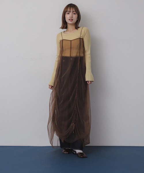 SENSE OF PLACE by URBAN RESEARCH(センスオブプレイスバイアーバンリサーチ)の「チュールレイヤードキャミワンピース(ワンピース・レディース・アイボリー/ブラウン/チャコールグレー・ONE)」の12枚目の写真
