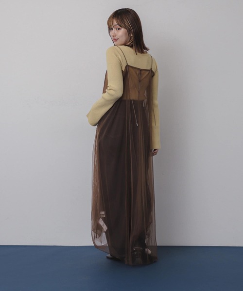 SENSE OF PLACE by URBAN RESEARCH(センスオブプレイスバイアーバンリサーチ)の「チュールレイヤードキャミワンピース(ワンピース・レディース・アイボリー/ブラウン/チャコールグレー・ONE)」の13枚目の写真