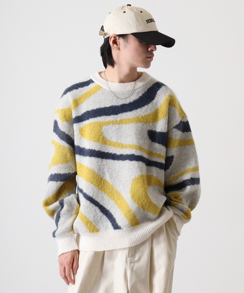 Jungle Storm(ジャングルストーム)の「Marble crew neck sweater / マーブルクルーネックセーター UNISEX(ニット/セーター・メンズ・ブラック/ブルー/イエロー・M/L)」の3枚目の写真