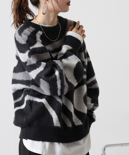 Jungle Storm(ジャングルストーム)の「Marble crew neck sweater / マーブルクルーネックセーター UNISEX(ニット/セーター・メンズ・ブラック/ブルー/イエロー・M/L)」の13枚目の写真