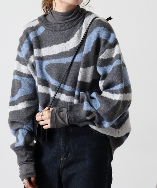 Jungle Storm(ジャングルストーム)の「Marble crew neck sweater / マーブルクルーネックセーター UNISEX(ニット/セーター・メンズ・ブラック/ブルー/イエロー・M/L)」の19枚目の写真