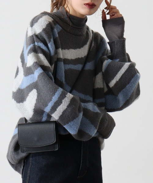 Jungle Storm(ジャングルストーム)の「Marble crew neck sweater / マーブルクルーネックセーター UNISEX(ニット/セーター・メンズ・ブラック/ブルー/イエロー・M/L)」の4枚目の写真