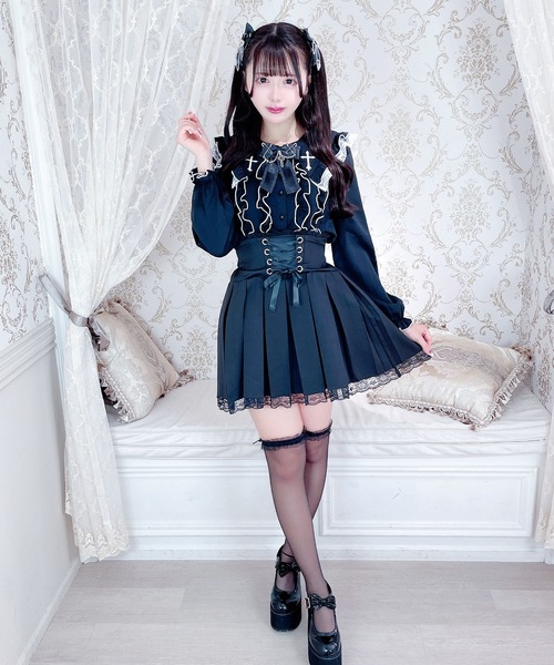 MA*RS（アメーバーマーズ）の「クロス刺繍メローブラウス（シャツ/ブラウス・レディース・ホワイト/ブラック×ホワイト/ブラック・FREE）」の16枚目の写真