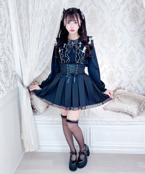 MA*RS（アメーバーマーズ）の「クロス刺繍メローブラウス（シャツ/ブラウス・レディース・ホワイト/ブラック×ホワイト/ブラック・FREE）」の15枚目の写真