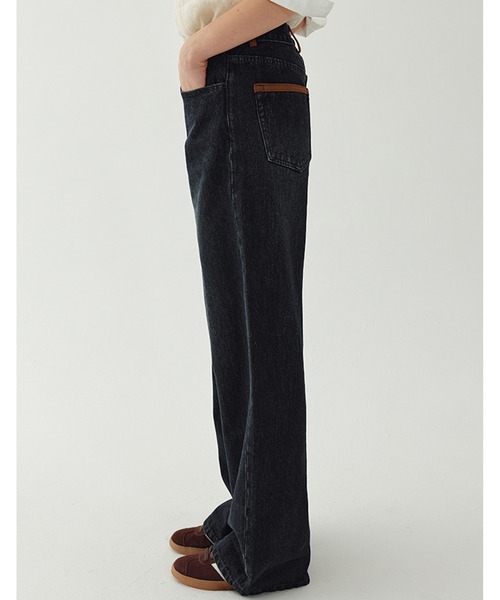 Fano Studios（ファノ ストゥディオズ）の「ミドルウエスト スエードデザイン ストレートデニム FQ24K026【Fano Studios】（デニムパンツ・レディース・ダークブルー・L/M/S）」の8枚目の写真