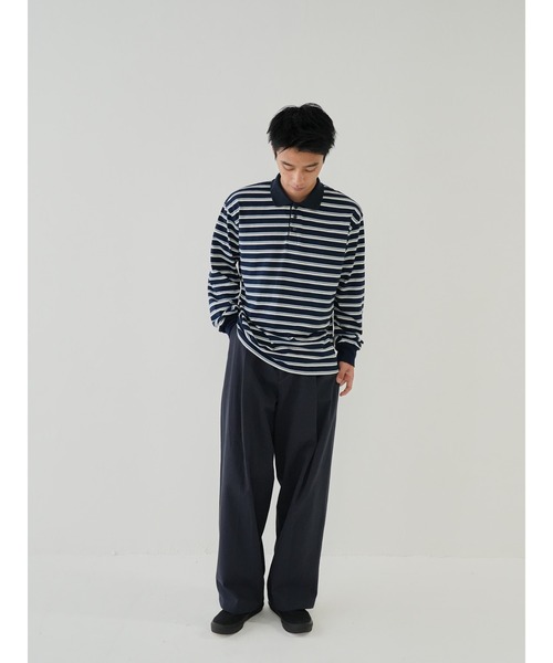 シャツ ポロシャツ 長袖 ボーダー ユニセックス マルチ 11010 セール】ボーダー 長袖 ポロシャツ ユニセックス（Tシャツ