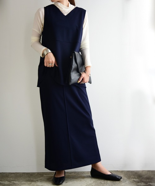 and it_（アンドイット）の「梨地ペプラムプルオーバーベスト（ベスト・レディース・アイボリー/ラベンダー/ブラック/ネイビー・M/L）」の16枚目の写真