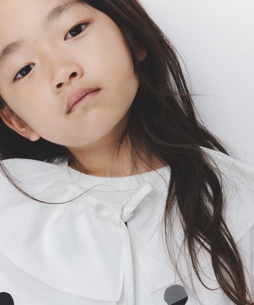 BRANSHES(ブランシェス)の「【b.+A 】金子綾/チュール付き付け襟(付け襟・キッズ・ブラック/オフホワイト・L/M)」の1枚目の写真