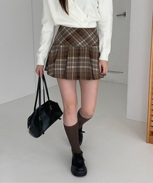 by muni:r | ハーフプリーツチェックスカート(スカート)