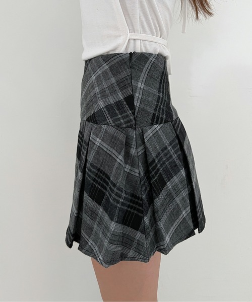ハーフプリーツチェックスカート（スカート）｜by muni:r（バイ